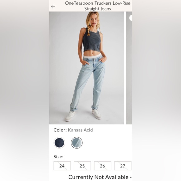 NWOT free people One teaspoon truckers low-rise straight jeans size 30